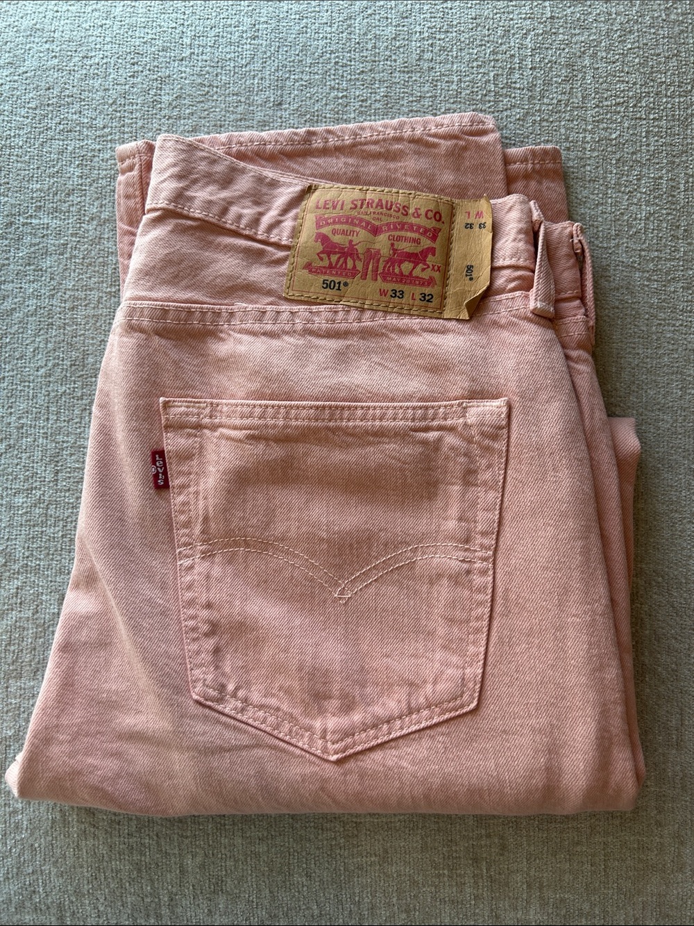 Levi Peach 501 Denim Unisex W33 L32